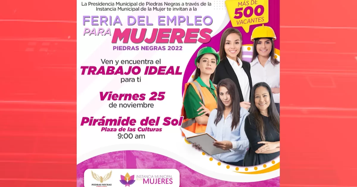 Feria del Empleo para mujeres será este 25 de noviembre; se ofertarán más de 500 vacantes