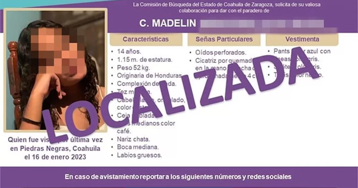 Localizan a menor migrante reportada desaparecida en Piedras Negras