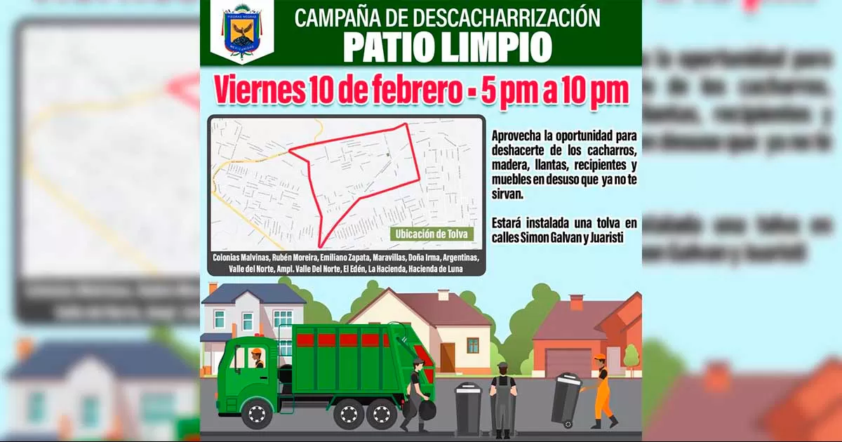 Las tolvas estarán localizadas en el cruce de las calles Simón Galván y Juaristi de la colonia El Edén.