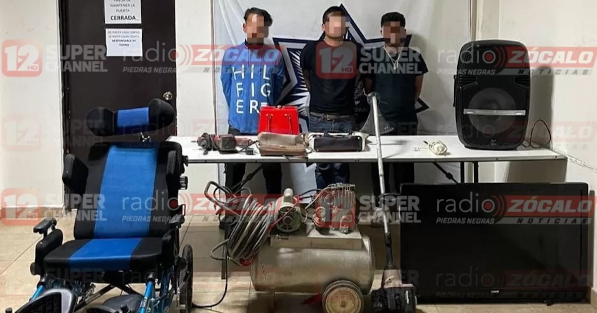 Se les decomisó una silla ortopédica, un compresor, cinco bolsos de dama, un rotomartillo, una cortadora de césped, una bocina, un televisor y un cuchillo eléctrico.