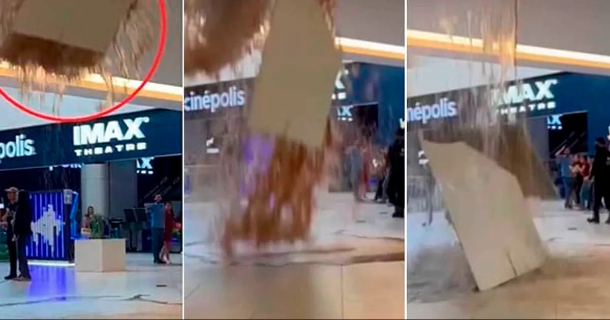 Un pedazo de plafón cayó en Galerías Monterrey tras presunta fuga a dos semanas de incidente similar en otra plaza; autoridades descartan heridos