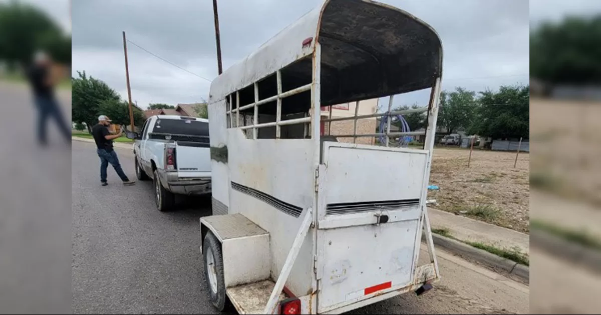 Transportaba migrantes en remolque para caballos
