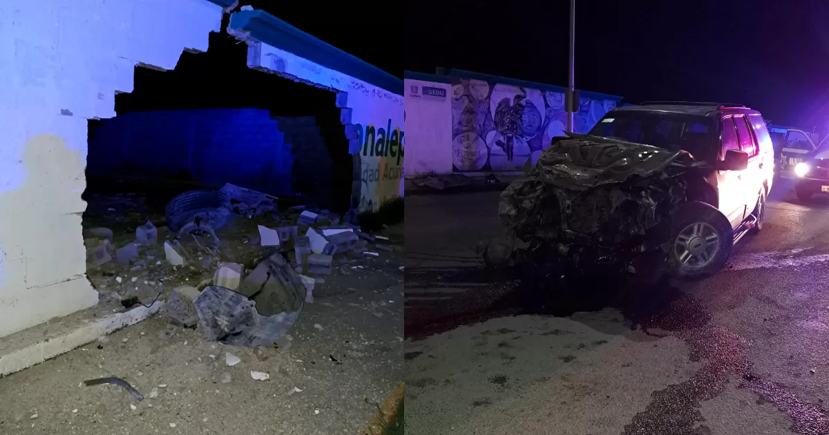 Se impacta contra barda y destroza su vehículo en Acuña