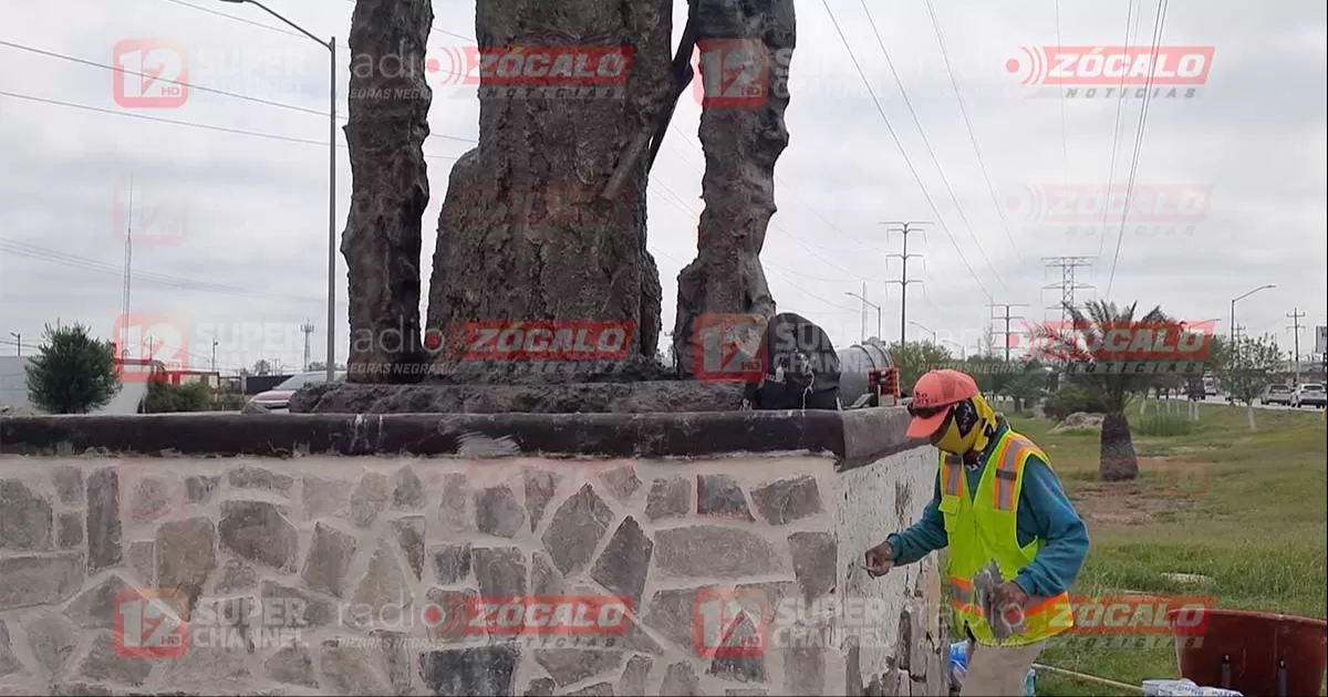 Imagen Urbana realiza embellecimiento de esculturas sobre Pérez Treviño