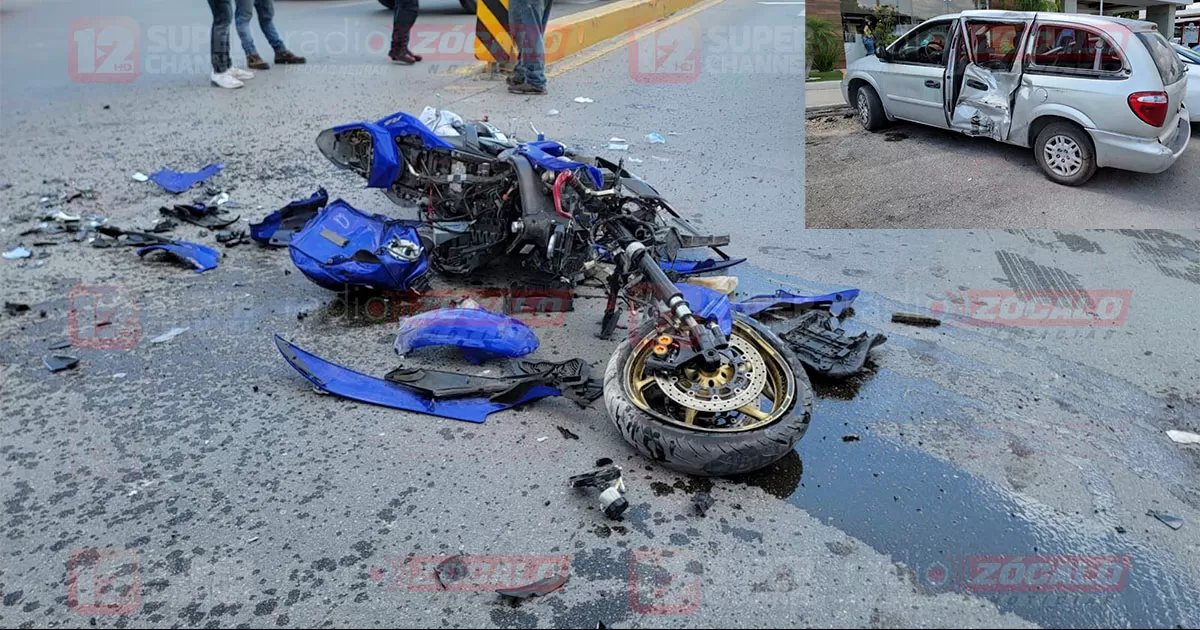 Fuerte choque deja al borde de la muerte a motociclista