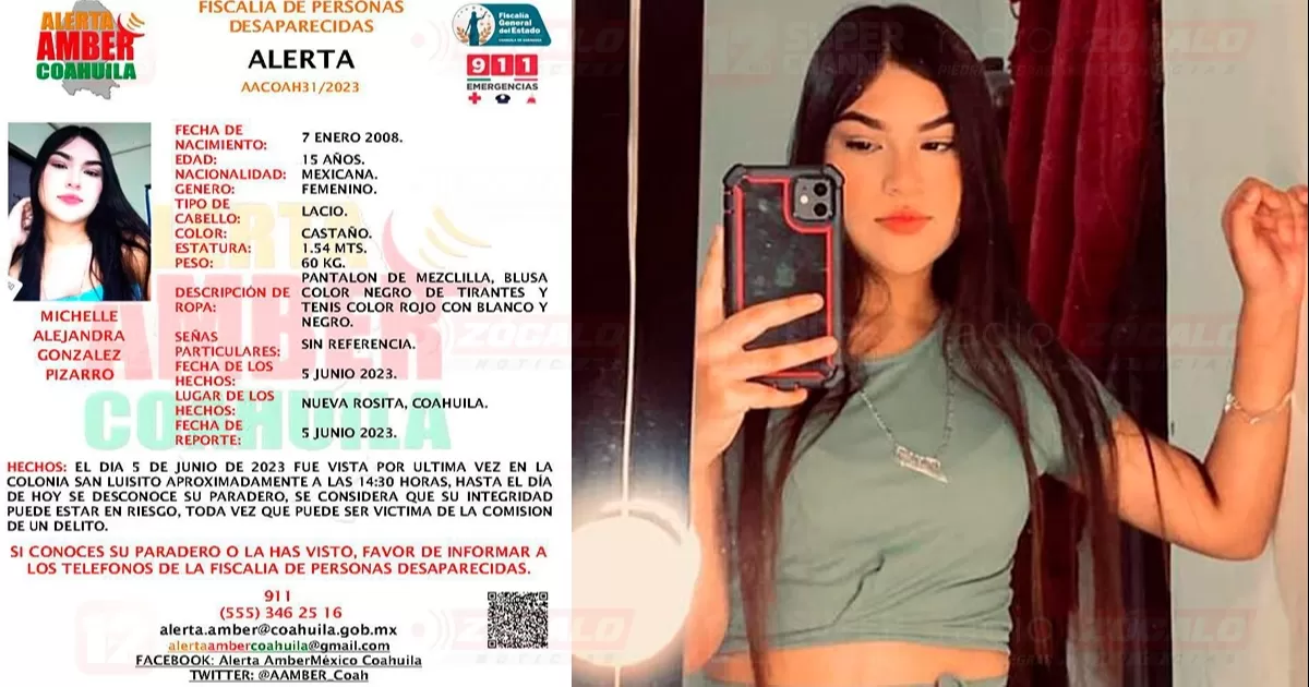 Reportan desaparecida a una menor de 15 años de Nueva Rosita