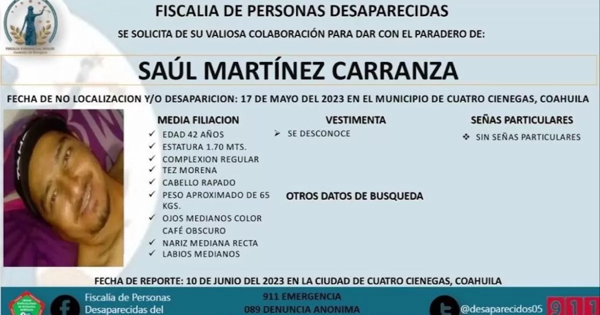 Buscan a residente de Cuatrociénegas en Acuña