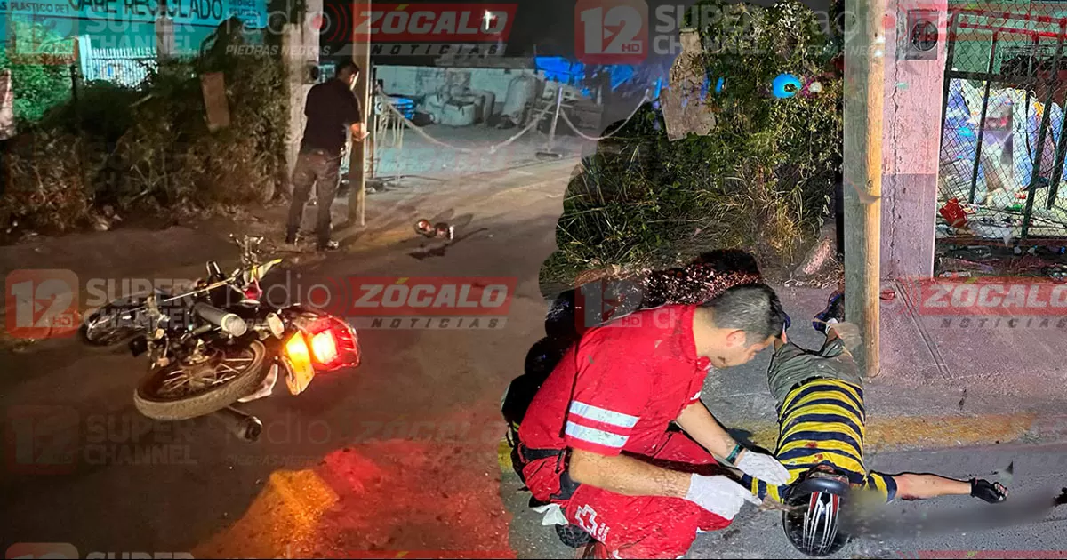 El motociclista perdió el control y derrapó impactándose contra un poste.