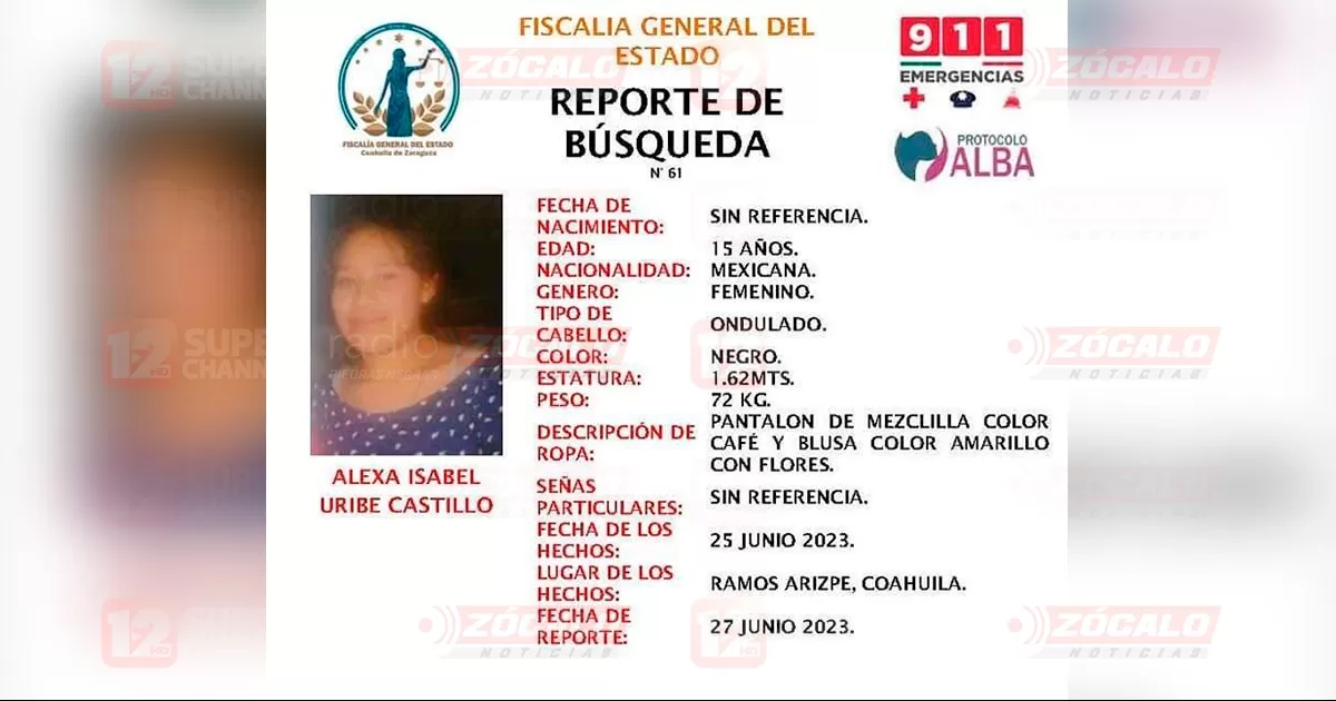 Buscan en Acuña a menor desaparecida en Ramos Arizpe