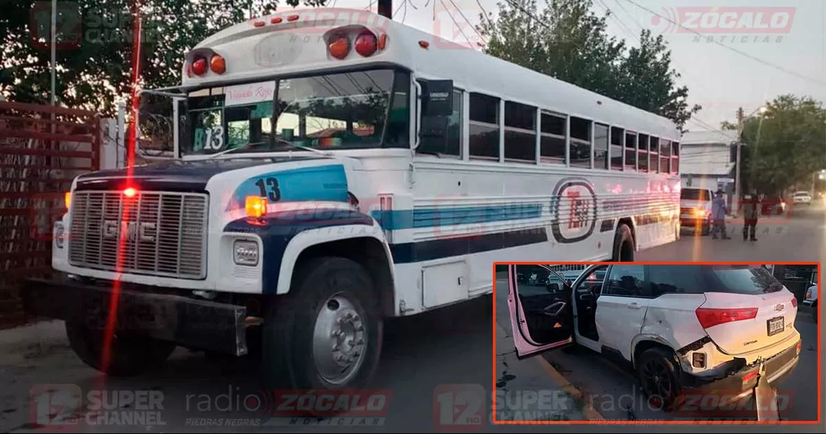 Impacta camión de personal con camioneta en la Zona Centro de Acuña