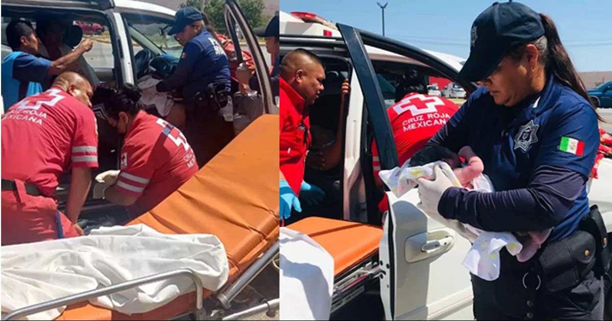 De camino al hospital, mujer entra en labor de parto y fue socorrida por elementos de policía.