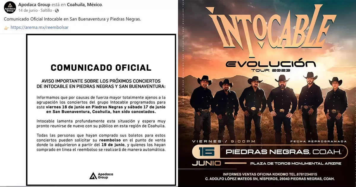 Lea aquí el viacrucis que narran los nigropetenses que tras un año de esperar no han recuperado el dinero que pagaron para el multicancelado concierto de INTOCABLE. Ahora temen pase lo mismo con el de Julión Álvarez.