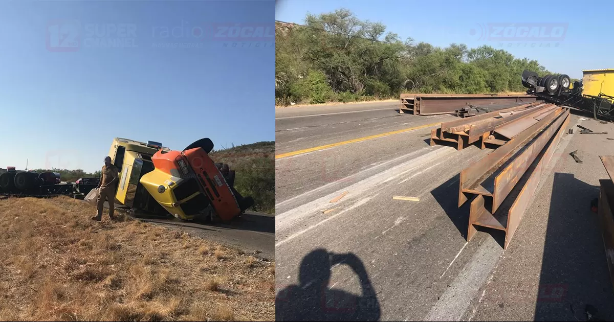 La unidad quedó sobre su costado izquierdo en plena cinta asfáltica.