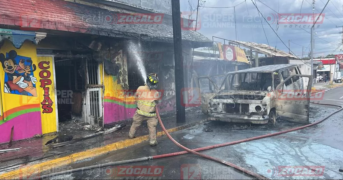Se incendia vehículo y afecta a negocio en Acuña