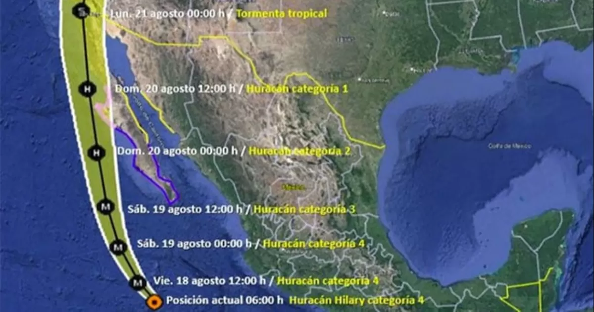 Hilary crece a huracán categoría 4 rumbo a Baja California Sur
