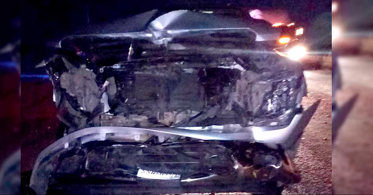 Destrozan camioneta al chocar contra vaca en Sabinas