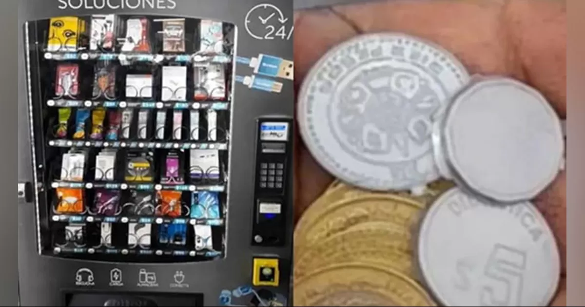 Máquina expendedora en Pachuca da monedas de plástico como cambio