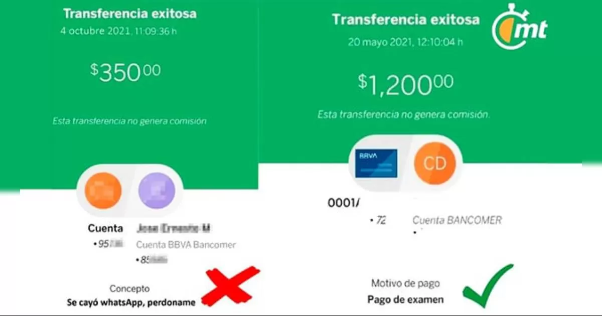 Evita un mal entendido en las transferencias escribiendo conceptos reales y palabras adecuadas.
