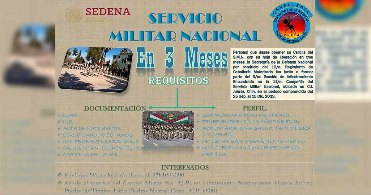 El tiempo del servicio comprenderá del 25 de septiembre al 15 de diciembre del 2023 en Ciudad Juárez, Chihuahua.