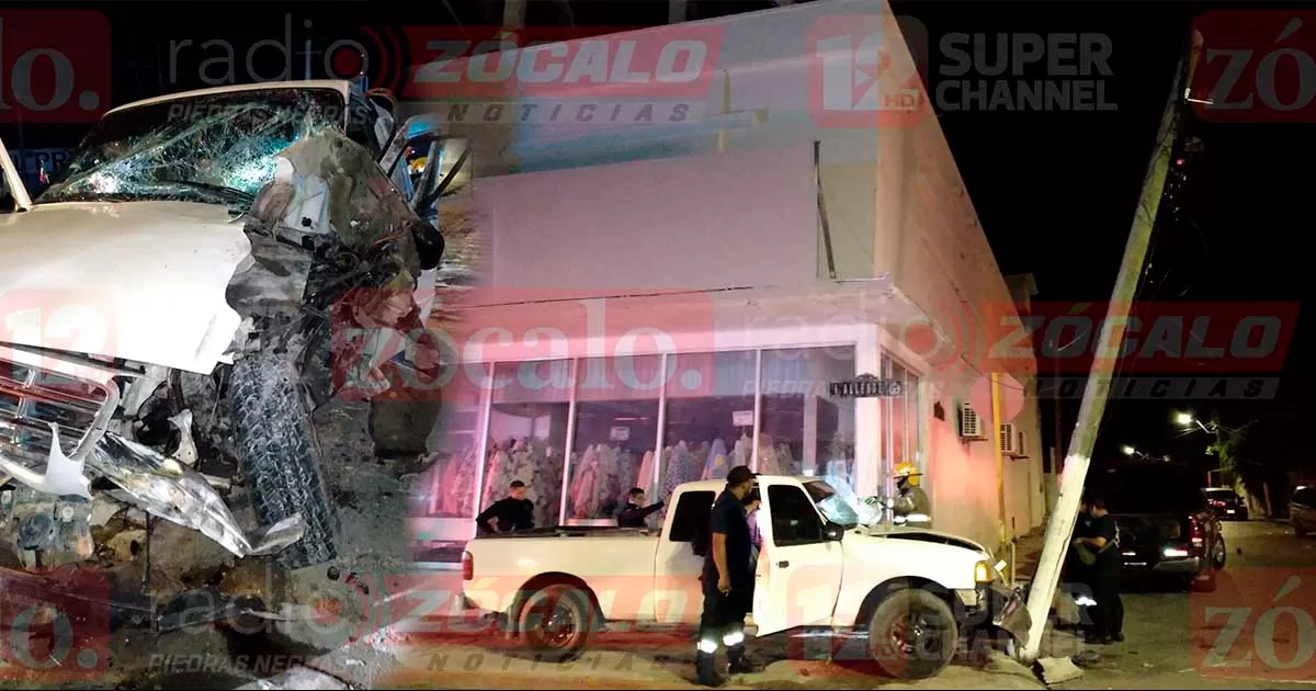 Pierde el control del volante choca contra poste