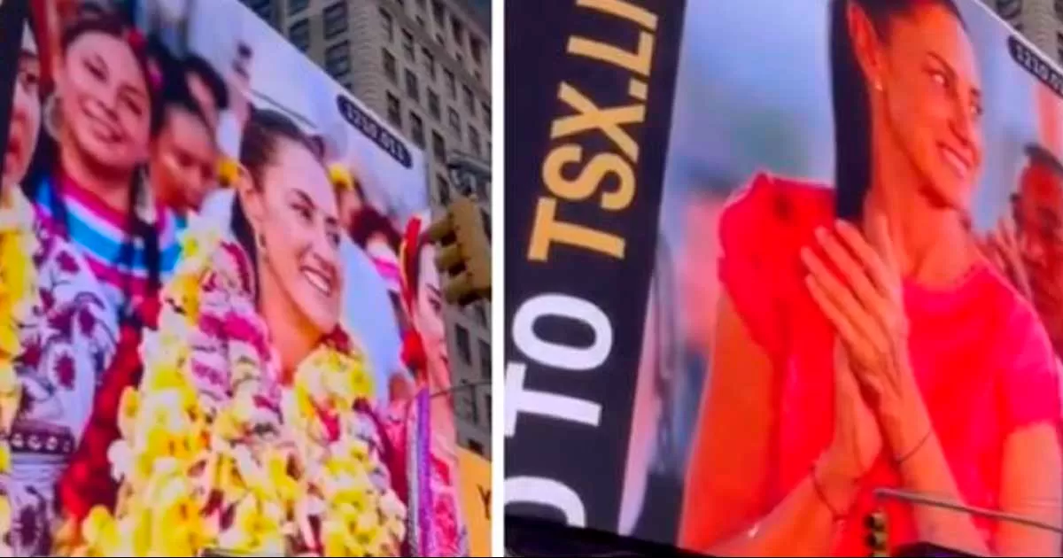Presumen propaganda de Claudia Sheinbaum en Times Square, en Nueva York