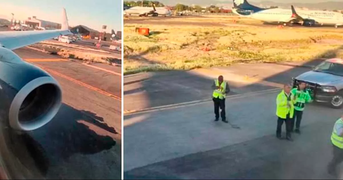 Un avión de Aeroméxico presentó una fuga de combustible momentos antes de despegar del AICM rumbo a Chiapas