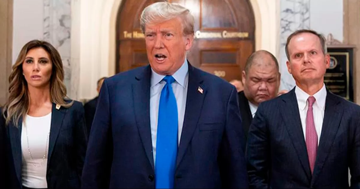 Trump llegó a la Corte de NY en Manhattan, junto a abogados y agentes del Servicio Secreto, en inicio de juicio sobre si engañó a bancos.