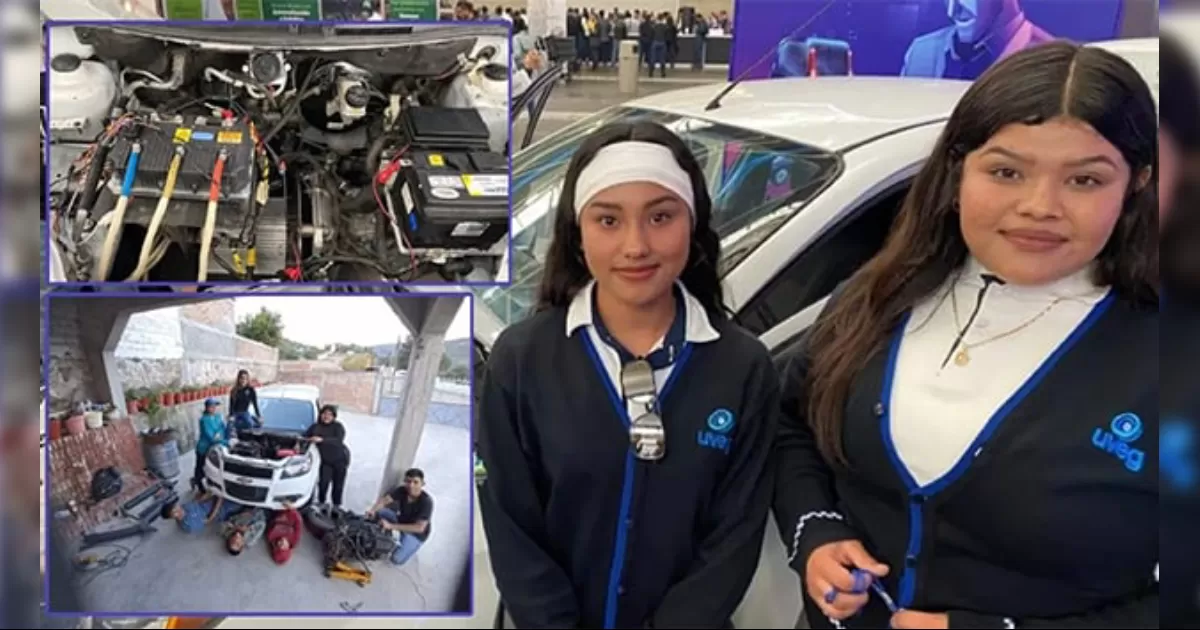 Estudiantes mexicanas transforman auto de combustible en eléctrico