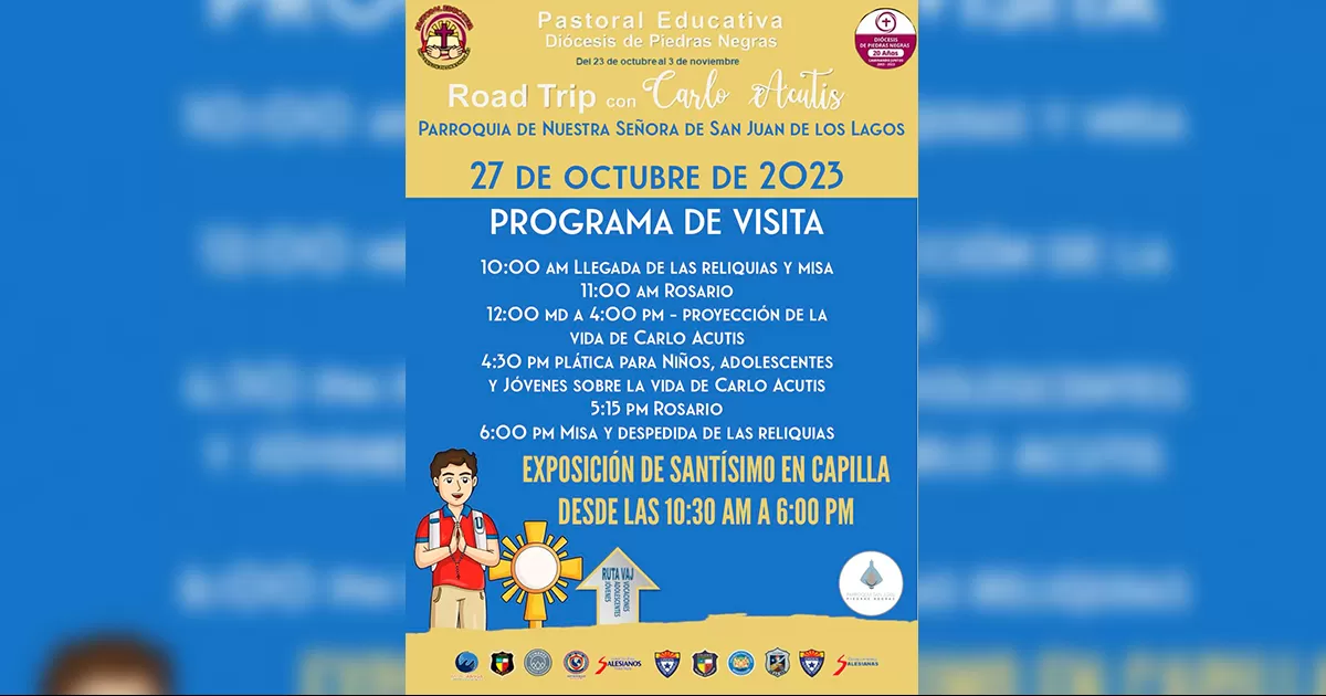 El vicario parroquial Juan Alberto Enríquez, mencionó que la reliquia del joven Carlo estará en la parroquia en un horario de 10 de la mañana a 7 de la tarde.