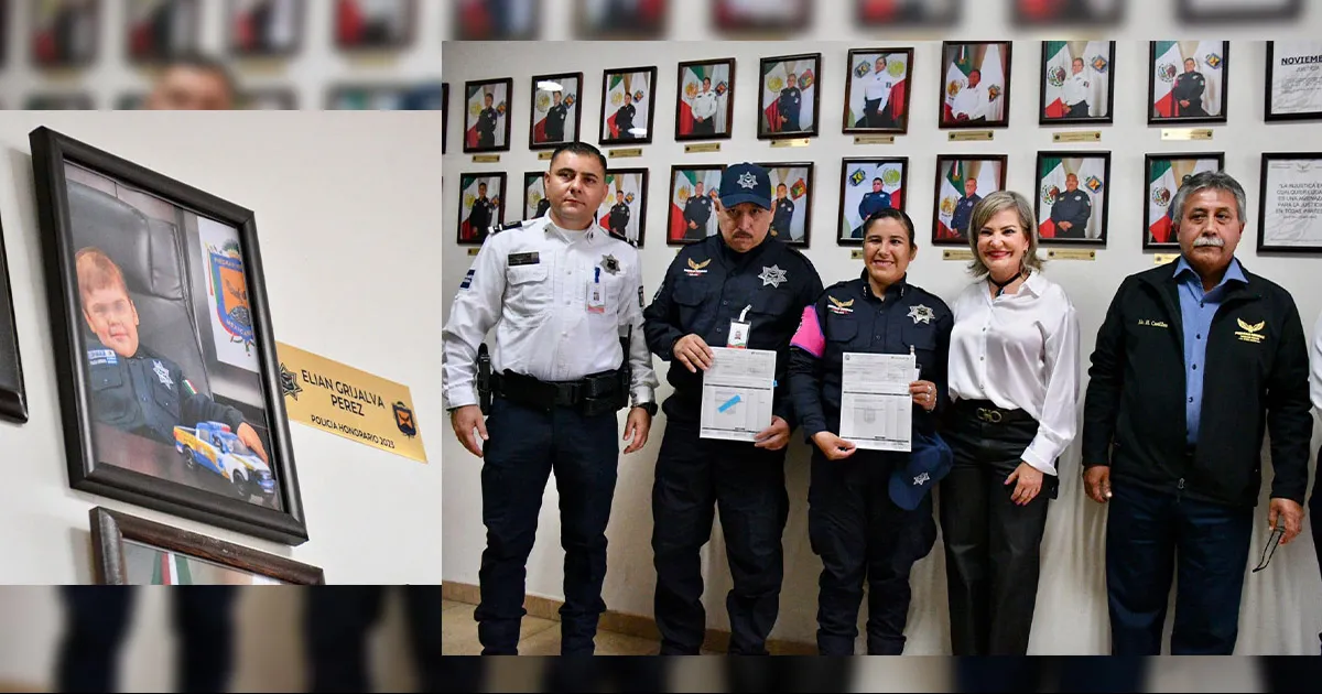 En la develación del mes también se reconoció al pequeño Elian Grijalva como Policía Honorario.