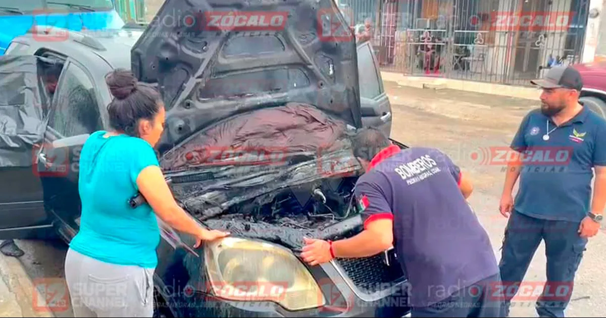 Entre vecinos y la dueña intentaban apagar el fuego del motor.