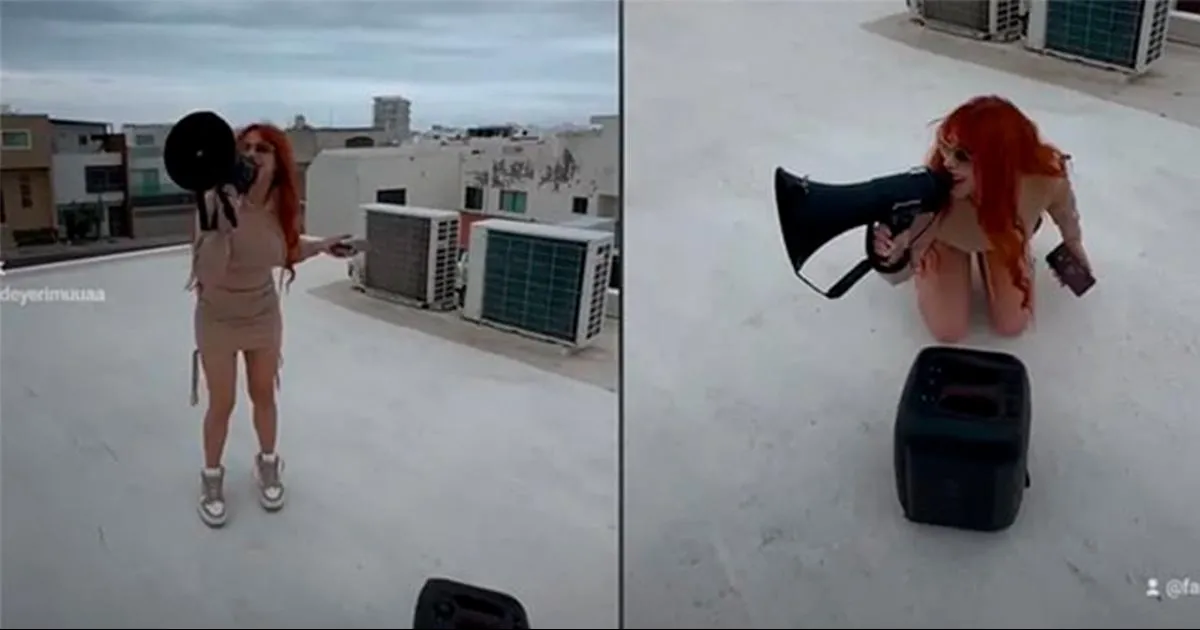 La cantante veracruzana decidió compartir con sus vecinos el estreno de su nueva canción Línea de perreo.