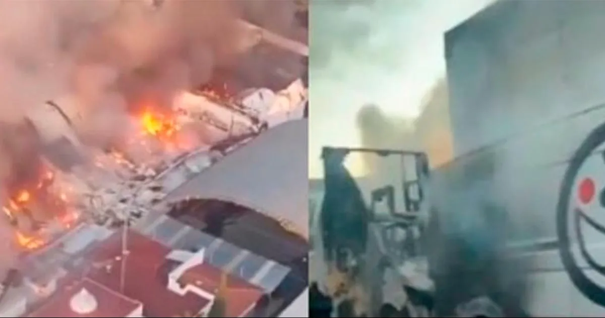 Un fuerte incendio en una fábrica de Gamesa en Puebla se registró la mañana de este sábado 23 de diciembre del 2023.