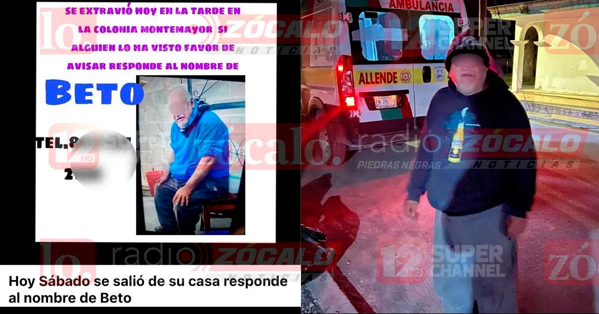 Protección Civil y Bomberos de Allende apoyó en la localización de un hombre de la tercera edad reportado como extraviado.