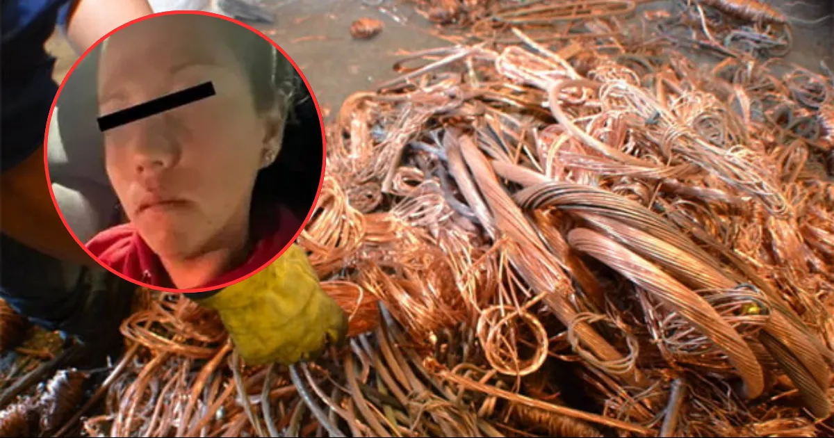 La mujer fue detenida por su presunta participación en el robo de cable perteneciente a la CFE, ya que habían sustraído aproximadamente 50 metros.