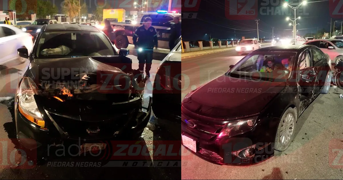 Impactan dos autos en carretera a Presa de la Amistad