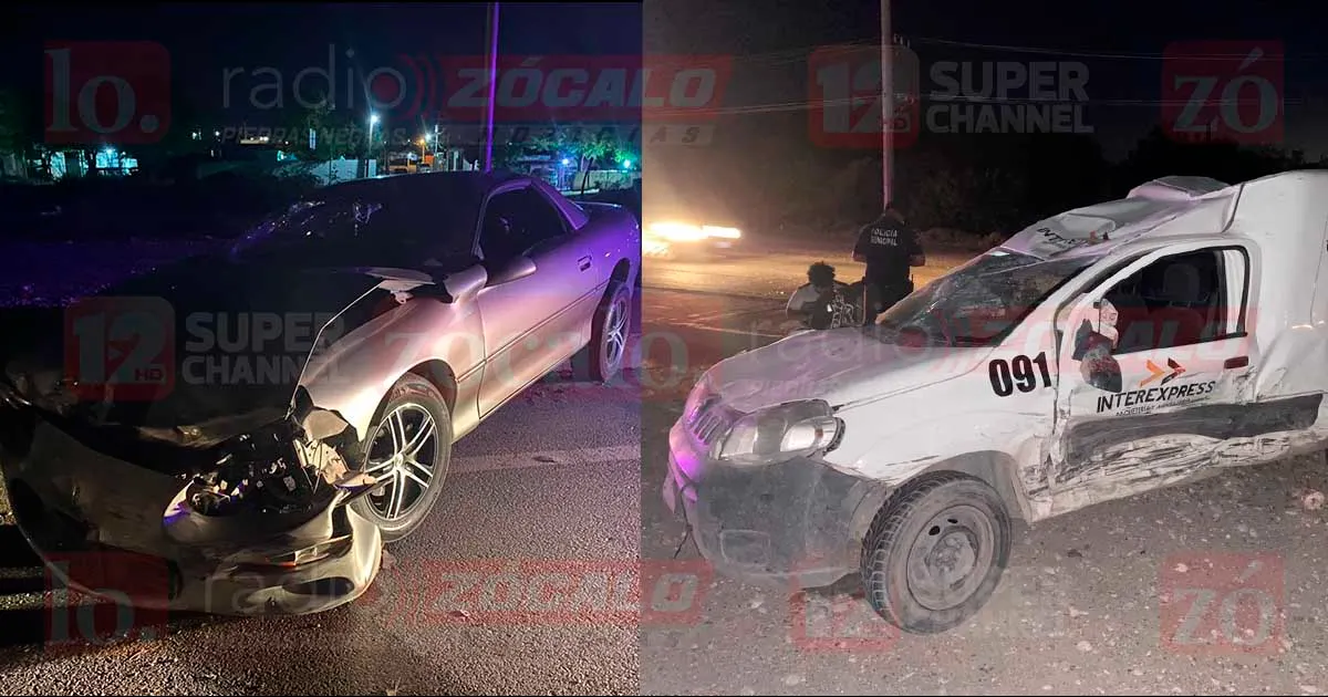 Conductor pierde el control de su vehículo al acelerar y acaba impactando a una camioneta propiedad de una compañía de paquetería la cual terminó volcada