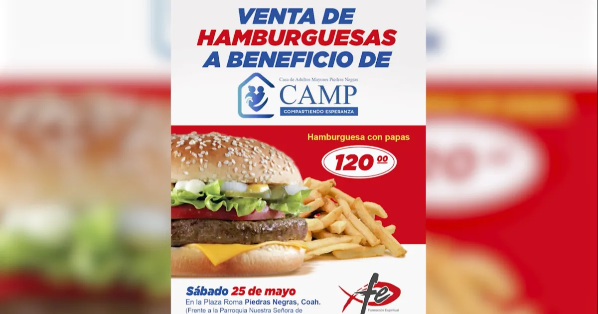 Red Compartiendo Esperanza tendrá venta de hamburguesas el sábado a beneficio de la Casa del Adulto Mayor