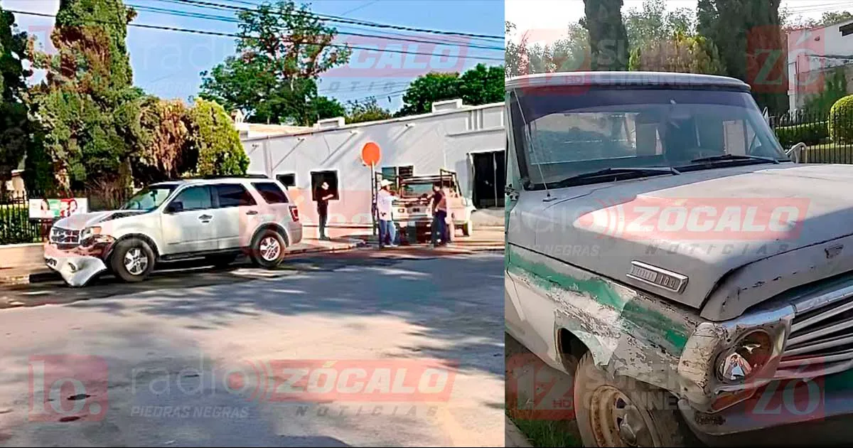 Conductor de 70 años no se percate de señalamiento y provoca choque en el cruce de las calles Aldama e Hidalgo en la colonia Industrial