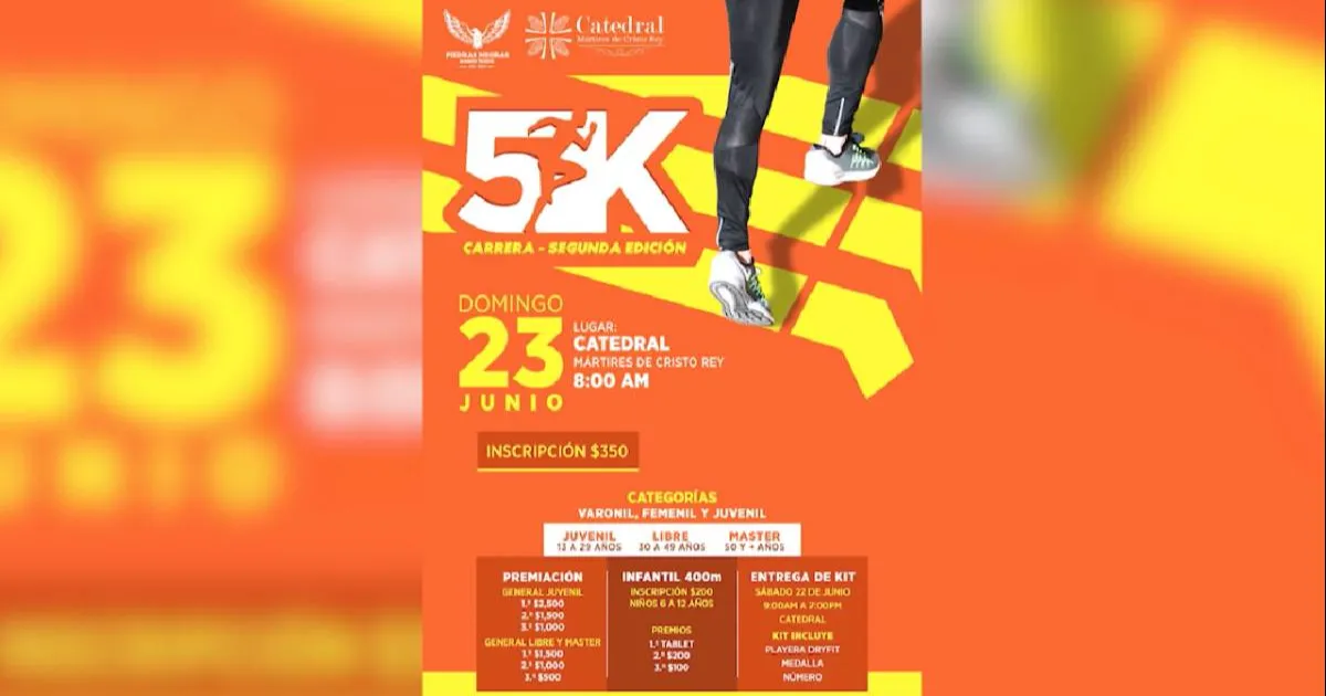 Todo listo para la Segunda Carrera 5k Catedral este domingo; habrá categoría para niños