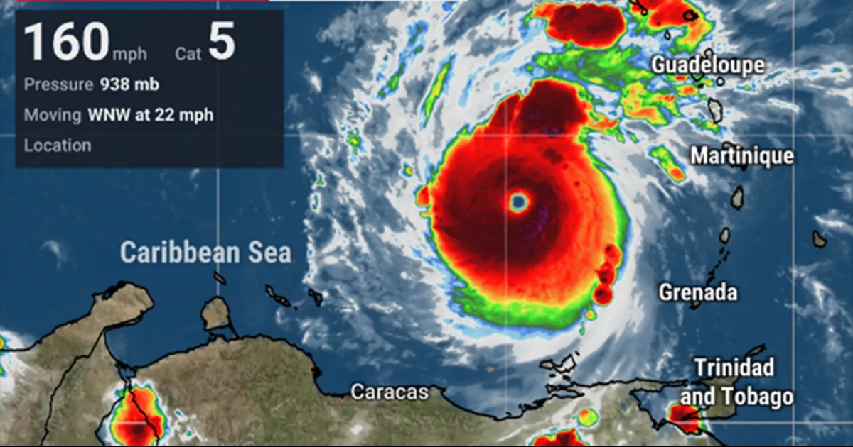 Se intensifica ‘Beryl’ a huracán categoría 5 en su paso por el Caribe
