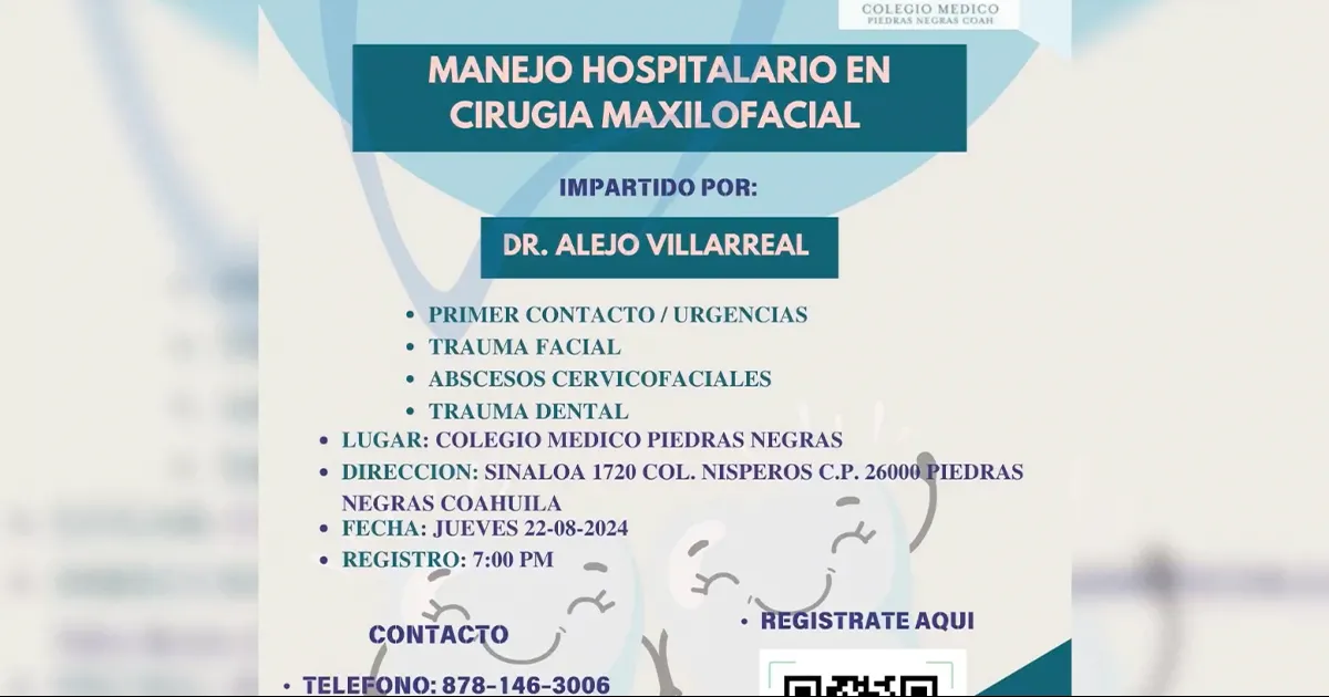 Colegio Médico ofrece curso de Manejo Hospitalario en Cirugía Maxilofacial