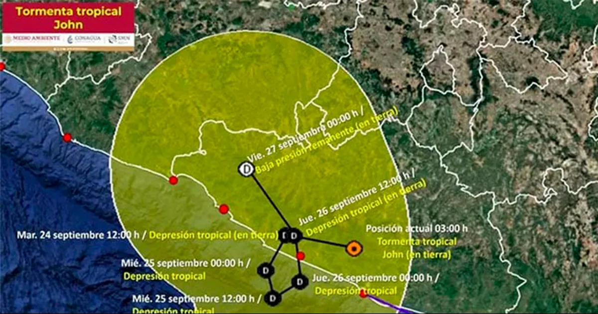 A las 3:00 horas, se localizó a 45 km al nor-noroeste de Acapulco, y a 70 km al este-noreste de Técpan de Galeana