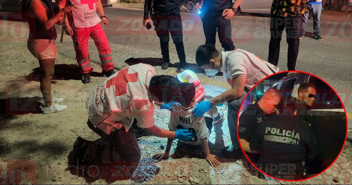 Conductor imprudente huye tras chocar con motocicleta donde viajaba un menor; lograron detenerlo
