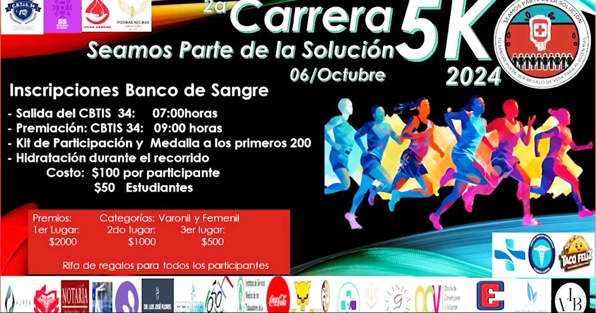 La carrera se realizará el domingo saliendo del CBTIS 34