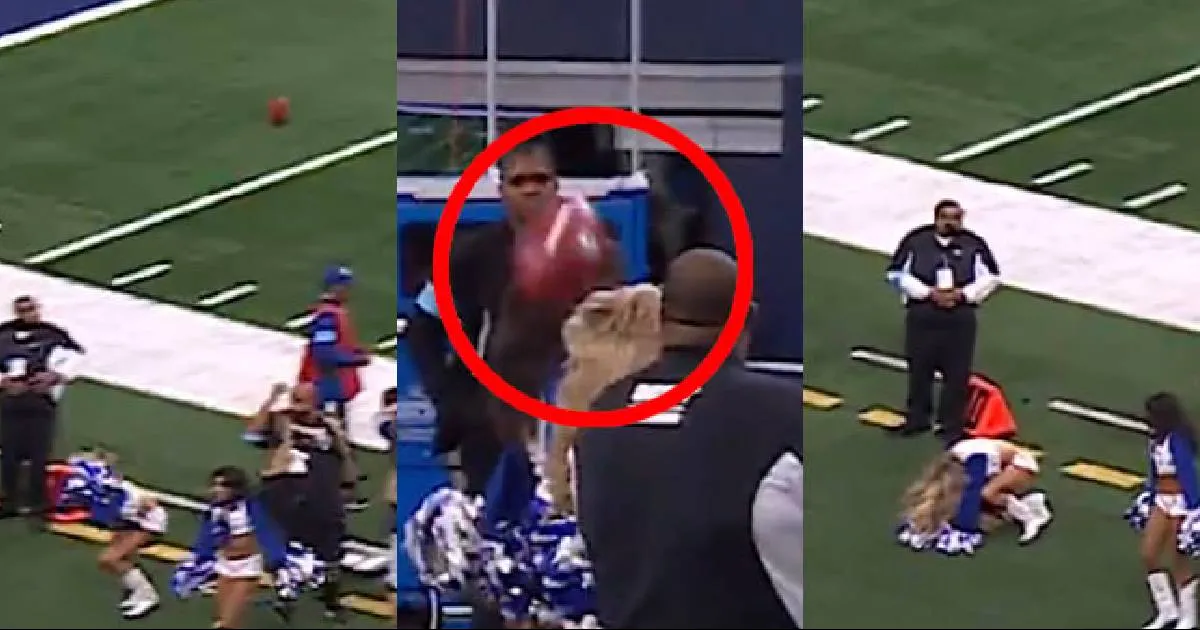 VIDEO: Porrista recibe balonazo por accidente durante partido de los Cowboys