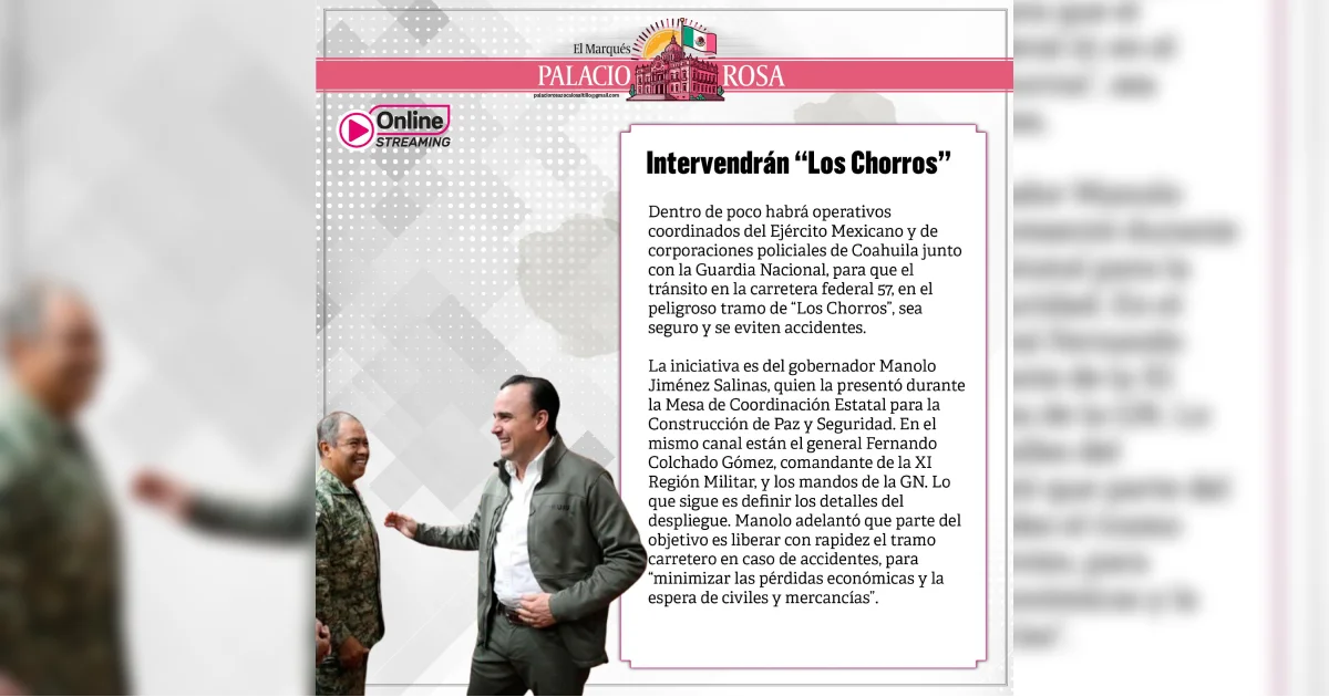 Intervendrán “Los Chorros”