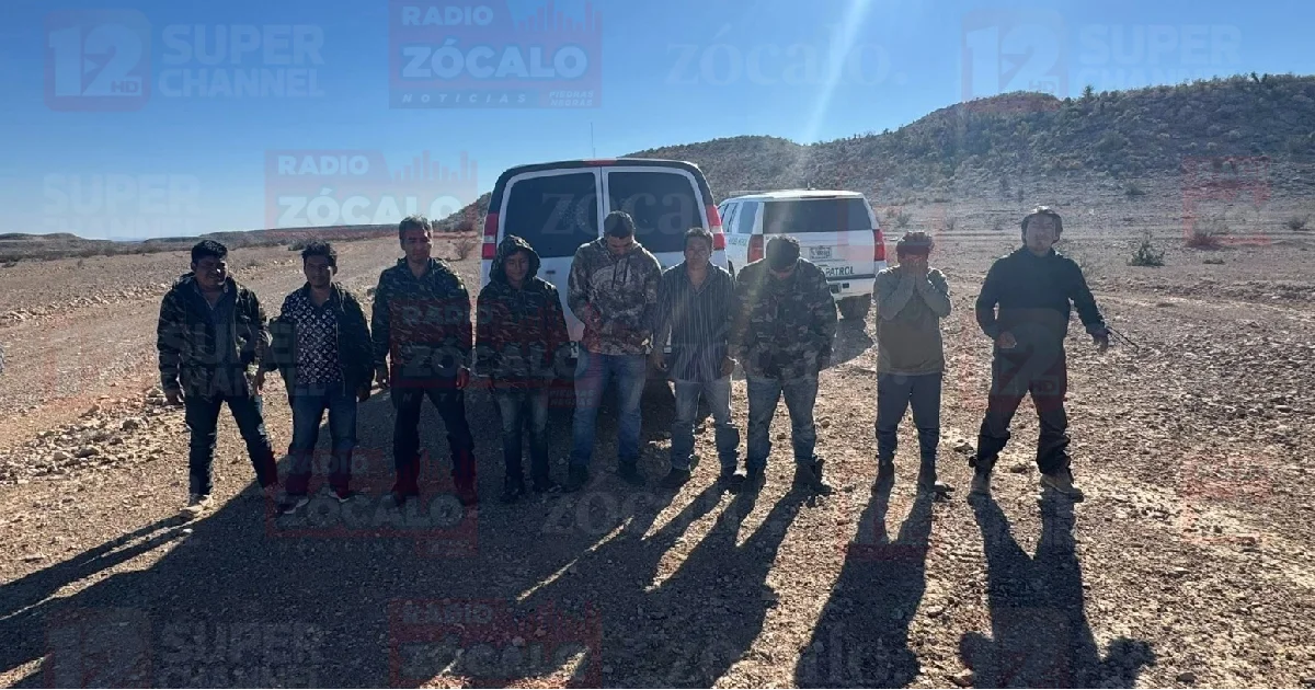 Los nueve hombres, todos mexicanos, fueron interceptados cuando avanzaban hacia el área de Dryden, dentro del condado de Terrell.