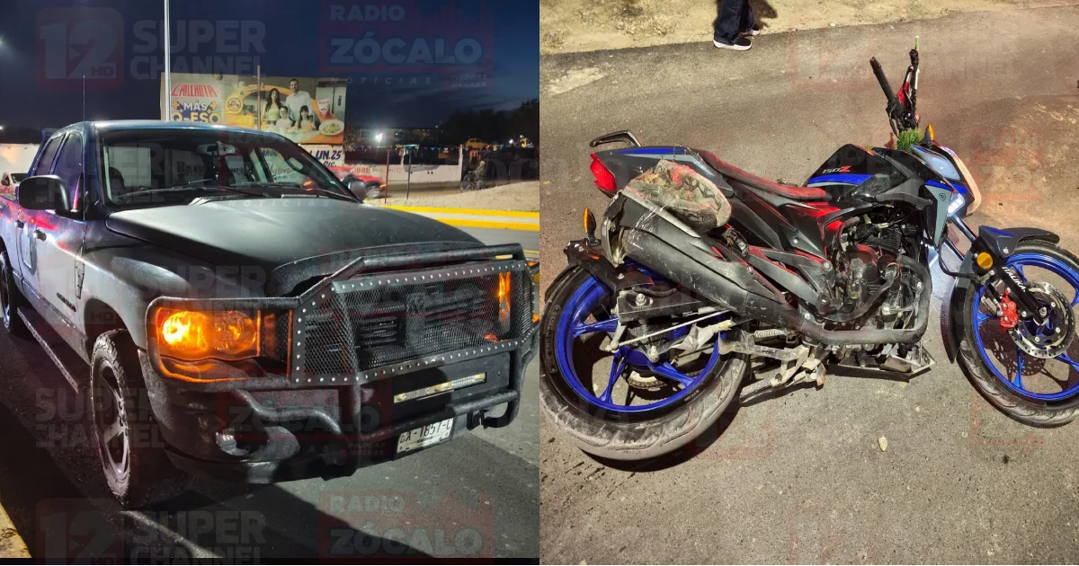 Motociclista sufre posible fractura en la pierna tras choque