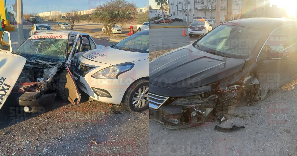 Aparatoso accidente deja heridos y daños en taxis